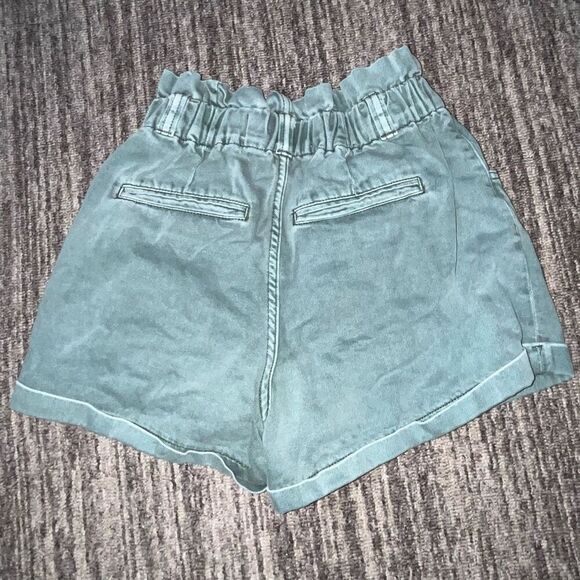 Bridge by Gly Womens Size Small Ultra High Rise Denim Shorts Green Stretch Waist - Picture 8 of 8